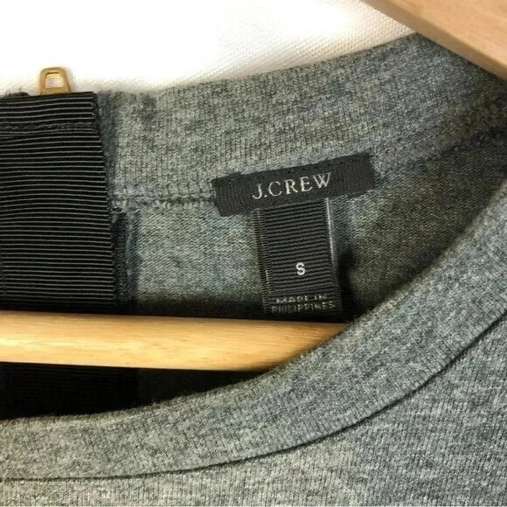 J. Crew Dark Gray Leather Sleeve Short Sleeve Top S